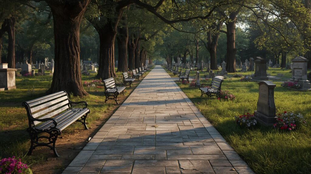 Well-maintained cemetery showing community care and respect