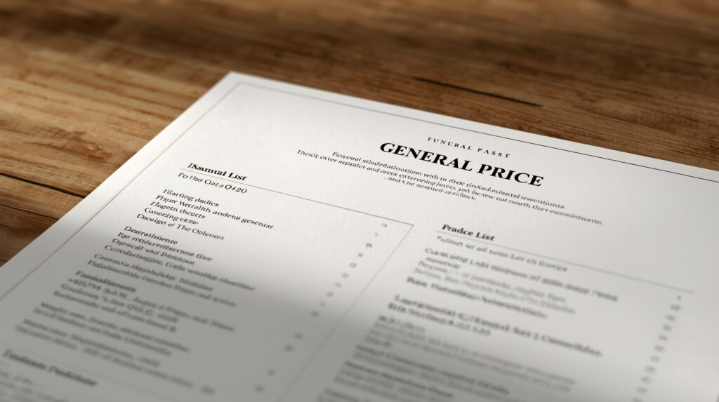 Funeral general price list required under FTC Funeral Rule