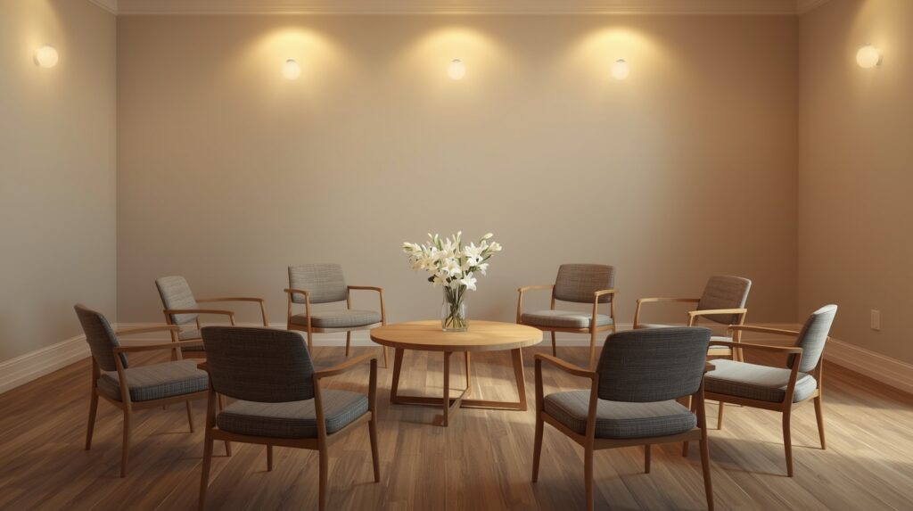 Setting for grief support group meetings at a funeral home